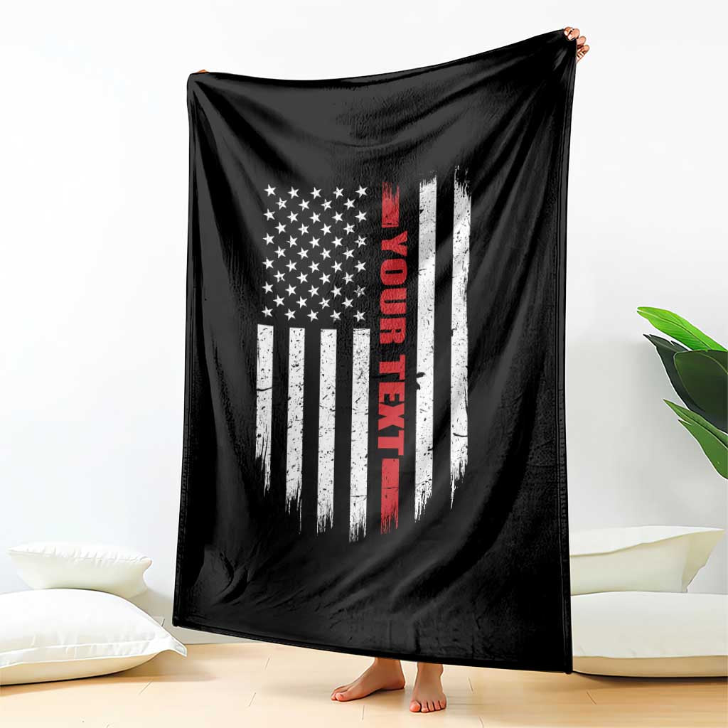 Personalized Firefighter Throw Blanket Custom Text Name Vintage American Flag Patriot Fireman Gift