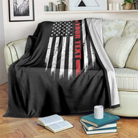 Personalized Firefighter Throw Blanket Custom Text Name Vintage American Flag Patriot Fireman Gift