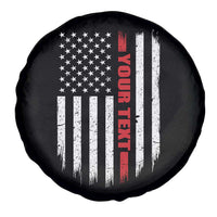 Personalized Firefighter Spare Tire Cover Custom Text Name Vintage American Flag Patriot Fireman Gift