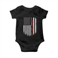Personalized Firefighter Baby Onesie Custom Text Name Vintage American Flag Patriot Fireman Gift