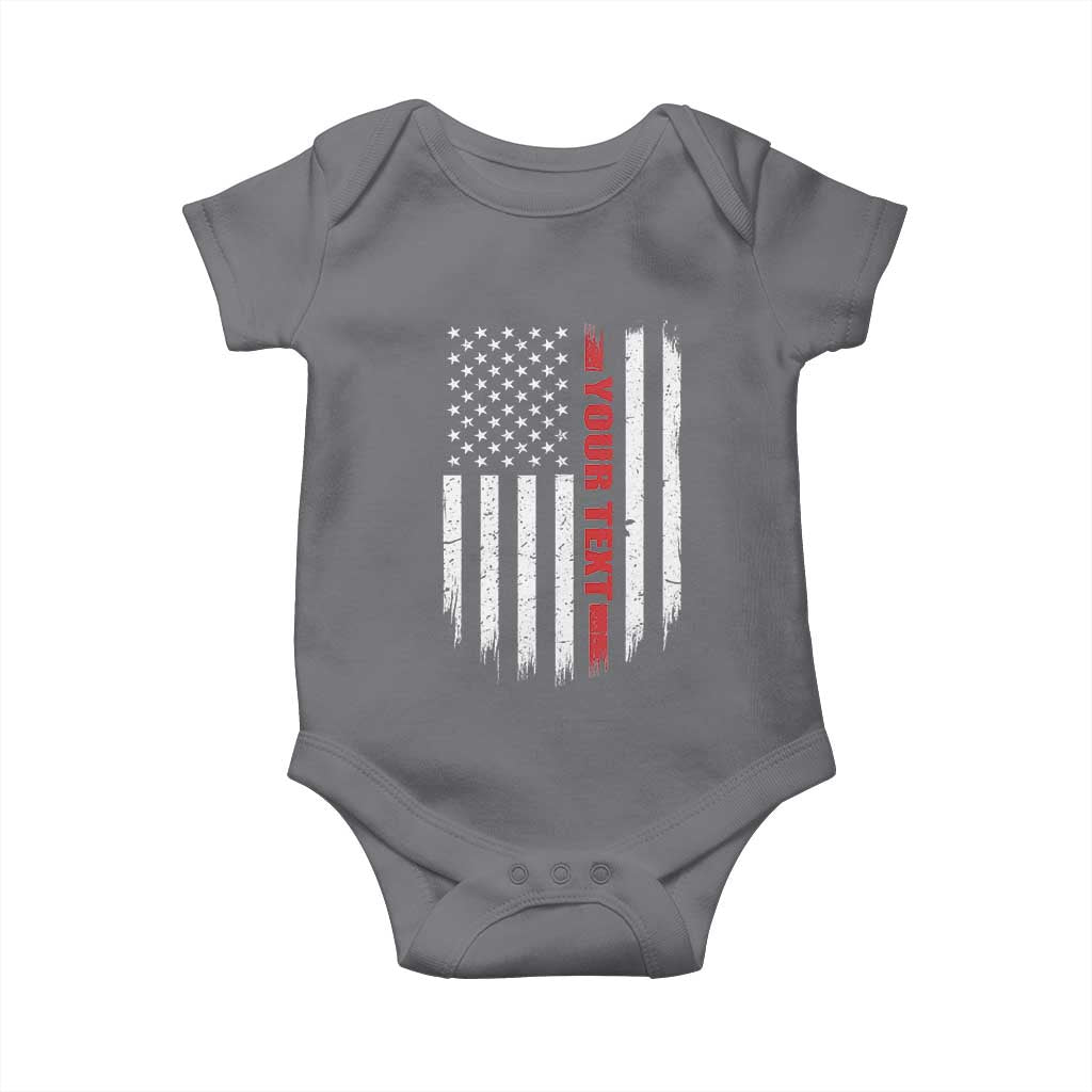 Personalized Firefighter Baby Onesie Custom Text Name Vintage American Flag Patriot Fireman Gift