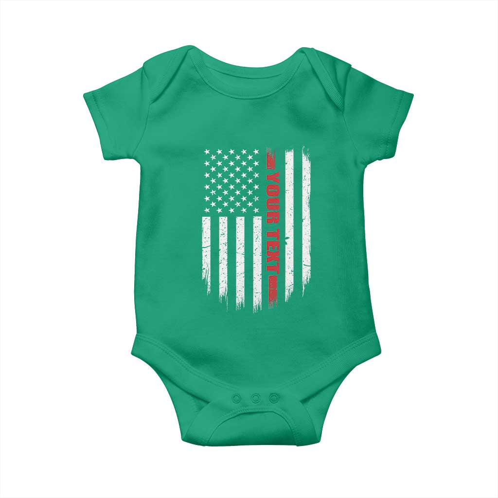 Personalized Firefighter Baby Onesie Custom Text Name Vintage American Flag Patriot Fireman Gift