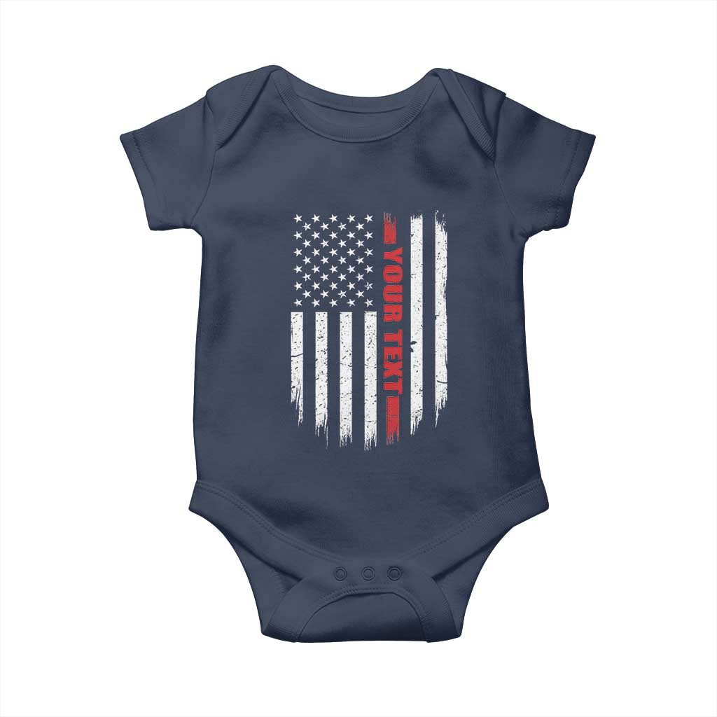 Personalized Firefighter Baby Onesie Custom Text Name Vintage American Flag Patriot Fireman Gift