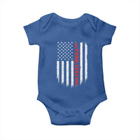 Personalized Firefighter Baby Onesie Custom Text Name Vintage American Flag Patriot Fireman Gift