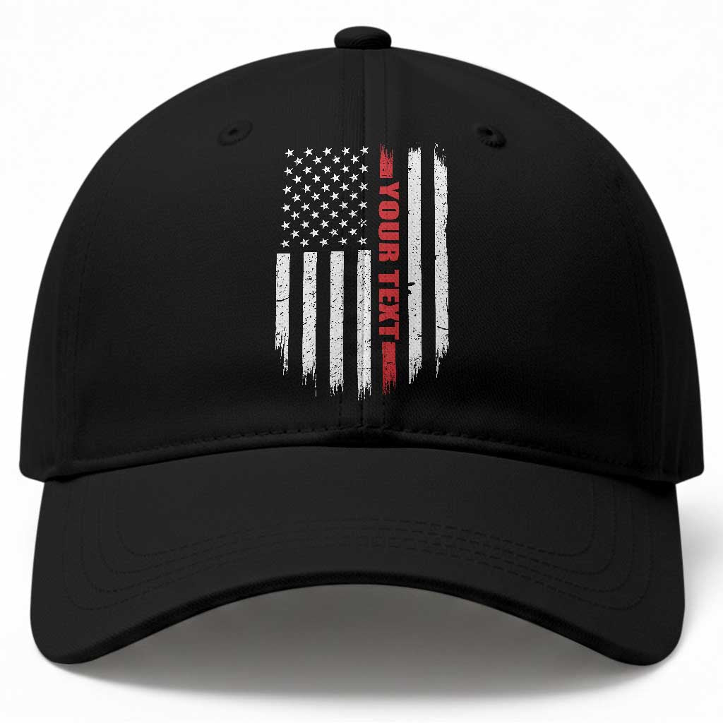 Personalized Firefighter Baseball Cap Custom Text Name Vintage American Flag Patriot Fireman Gift
