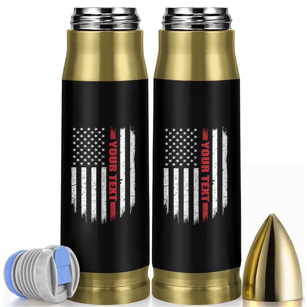 Personalized Firefighter Bullet Tumbler Custom Text Name Vintage American Flag Patriot Fireman Gift