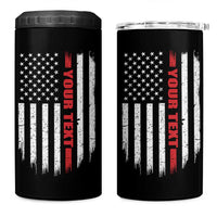 Personalized Firefighter 4 in 1 Can Cooler Tumbler Custom Text Name Vintage American Flag Patriot Fireman Gift