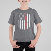 Personalized Firefighter T Shirt For Kid Custom Text Name Vintage American Flag Patriot Fireman Gift