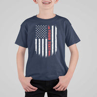 Personalized Firefighter T Shirt For Kid Custom Text Name Vintage American Flag Patriot Fireman Gift