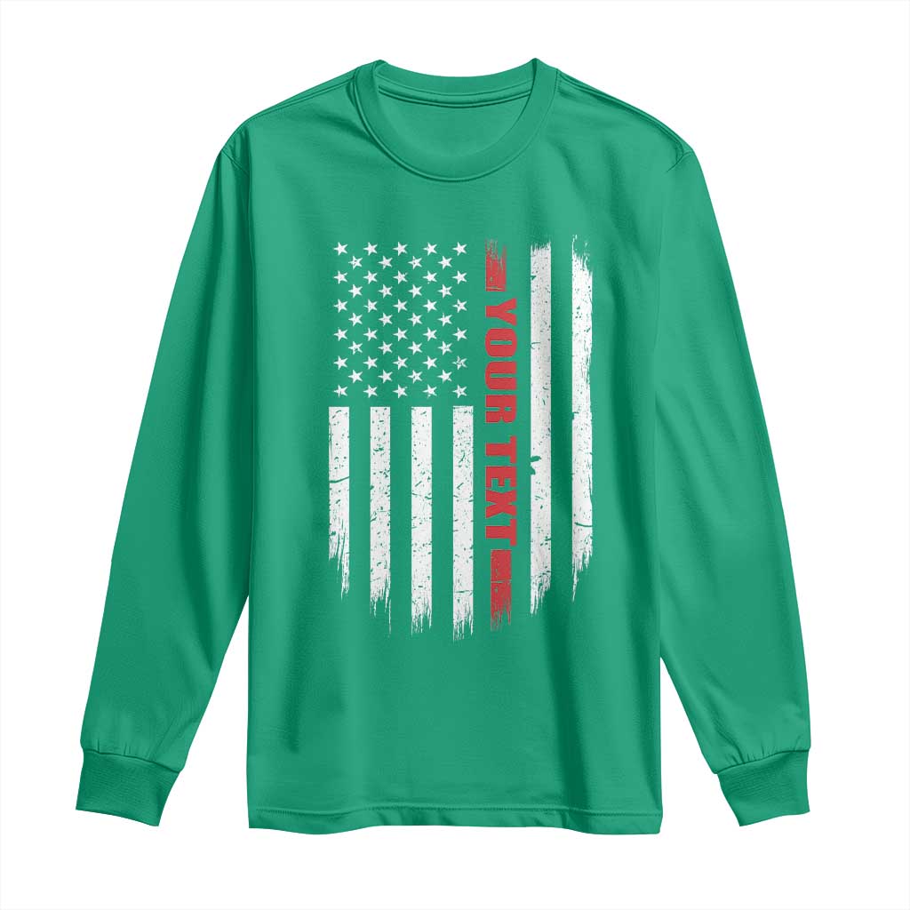 Personalized Firefighter Long Sleeve Shirt Custom Text Name Vintage American Flag Patriot Fireman Gift