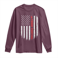 Personalized Firefighter Long Sleeve Shirt Custom Text Name Vintage American Flag Patriot Fireman Gift