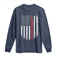 Personalized Firefighter Long Sleeve Shirt Custom Text Name Vintage American Flag Patriot Fireman Gift