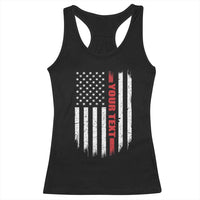 Personalized Firefighter Racerback Tank Top Custom Text Name Vintage American Flag Patriot Fireman Gift