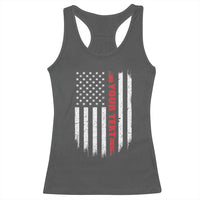 Personalized Firefighter Racerback Tank Top Custom Text Name Vintage American Flag Patriot Fireman Gift