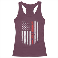 Personalized Firefighter Racerback Tank Top Custom Text Name Vintage American Flag Patriot Fireman Gift