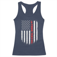 Personalized Firefighter Racerback Tank Top Custom Text Name Vintage American Flag Patriot Fireman Gift