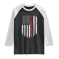 Personalized Firefighter Raglan Shirt Custom Text Name Vintage American Flag Patriot Fireman Gift