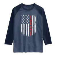 Personalized Firefighter Raglan Shirt Custom Text Name Vintage American Flag Patriot Fireman Gift
