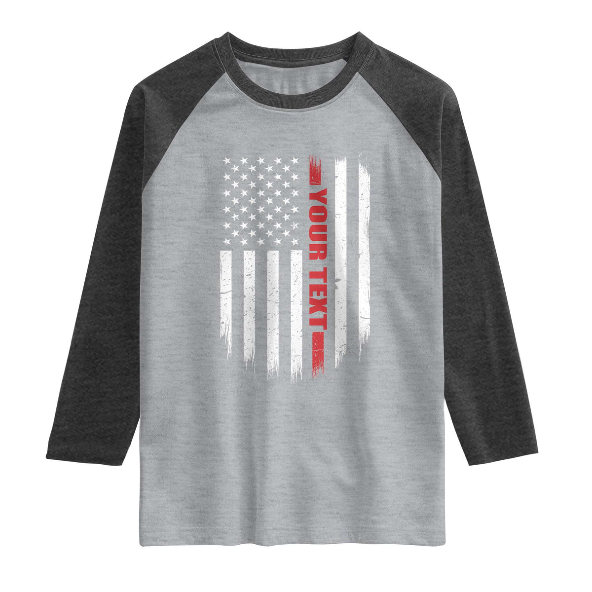 Personalized Firefighter Raglan Shirt Custom Text Name Vintage American Flag Patriot Fireman Gift