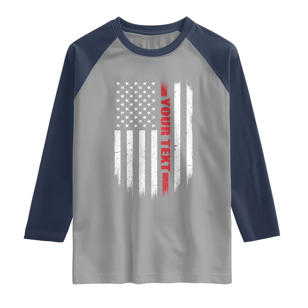 Personalized Firefighter Raglan Shirt Custom Text Name Vintage American Flag Patriot Fireman Gift