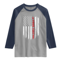 Personalized Firefighter Raglan Shirt Custom Text Name Vintage American Flag Patriot Fireman Gift