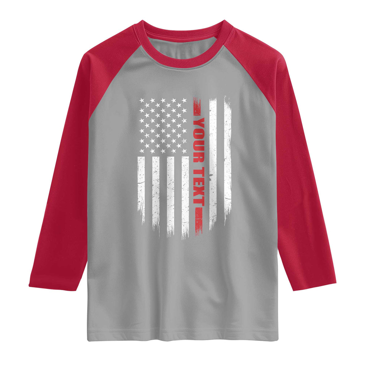 Personalized Firefighter Raglan Shirt Custom Text Name Vintage American Flag Patriot Fireman Gift