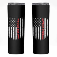 Personalized Firefighter Skinny Tumbler Custom Text Name Vintage American Flag Patriot Fireman Gift