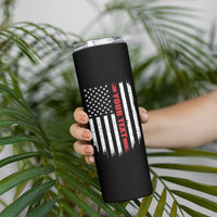 Personalized Firefighter Skinny Tumbler Custom Text Name Vintage American Flag Patriot Fireman Gift