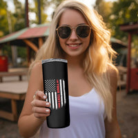 Personalized Firefighter Skinny Tumbler Custom Text Name Vintage American Flag Patriot Fireman Gift