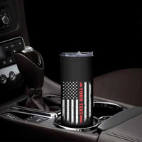 Personalized Firefighter Skinny Tumbler Custom Text Name Vintage American Flag Patriot Fireman Gift