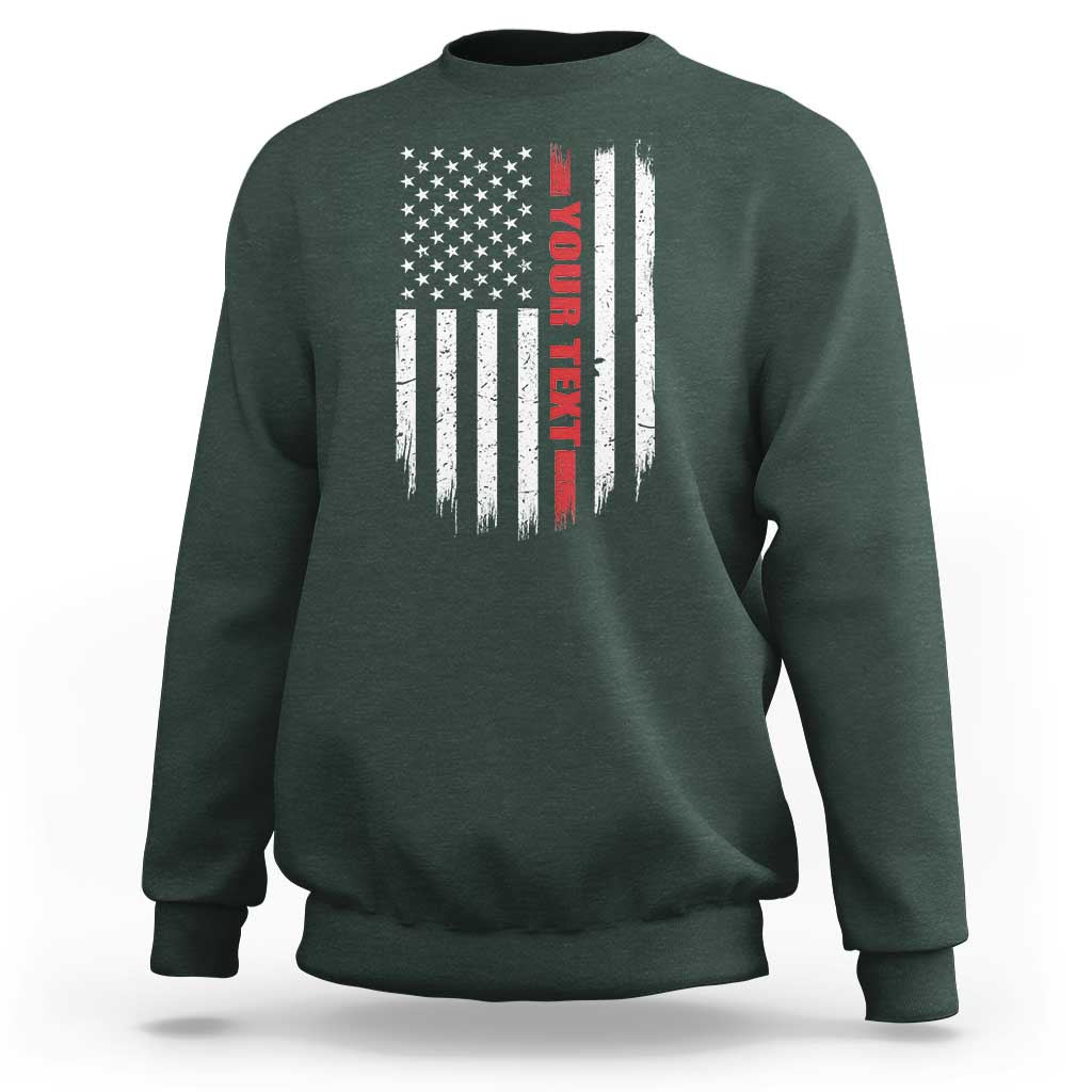 Personalized Firefighter Sweatshirt Custom Text Name Vintage American Flag Patriot Fireman Gift