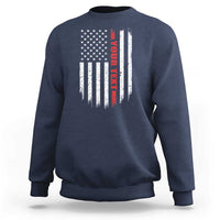 Personalized Firefighter Sweatshirt Custom Text Name Vintage American Flag Patriot Fireman Gift