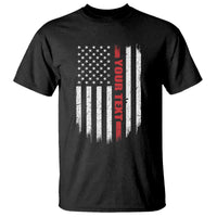 Personalized Firefighter T Shirt Custom Text Name Vintage American Flag Patriot Fireman Gift