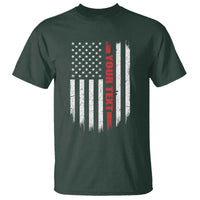 Personalized Firefighter T Shirt Custom Text Name Vintage American Flag Patriot Fireman Gift