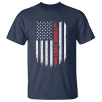 Personalized Firefighter T Shirt Custom Text Name Vintage American Flag Patriot Fireman Gift