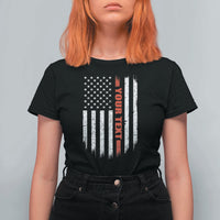 Personalized Firefighter T Shirt For Women Custom Text Name Vintage American Flag Patriot Fireman Gift