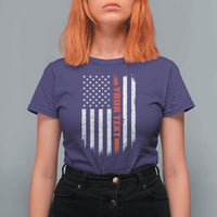 Personalized Firefighter T Shirt For Women Custom Text Name Vintage American Flag Patriot Fireman Gift