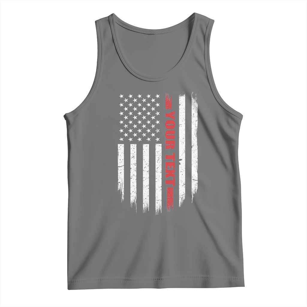 Personalized Firefighter Tank Top Custom Text Name Vintage American Flag Patriot Fireman Gift