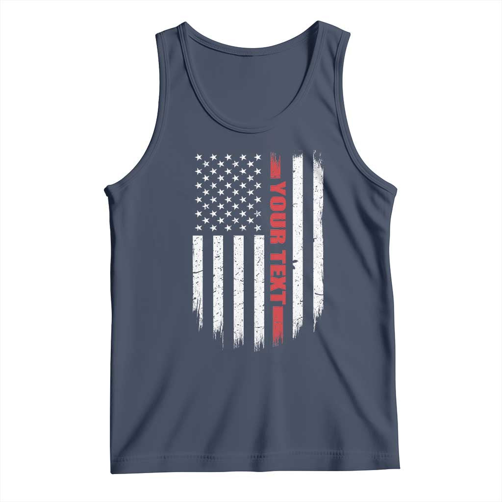 Personalized Firefighter Tank Top Custom Text Name Vintage American Flag Patriot Fireman Gift