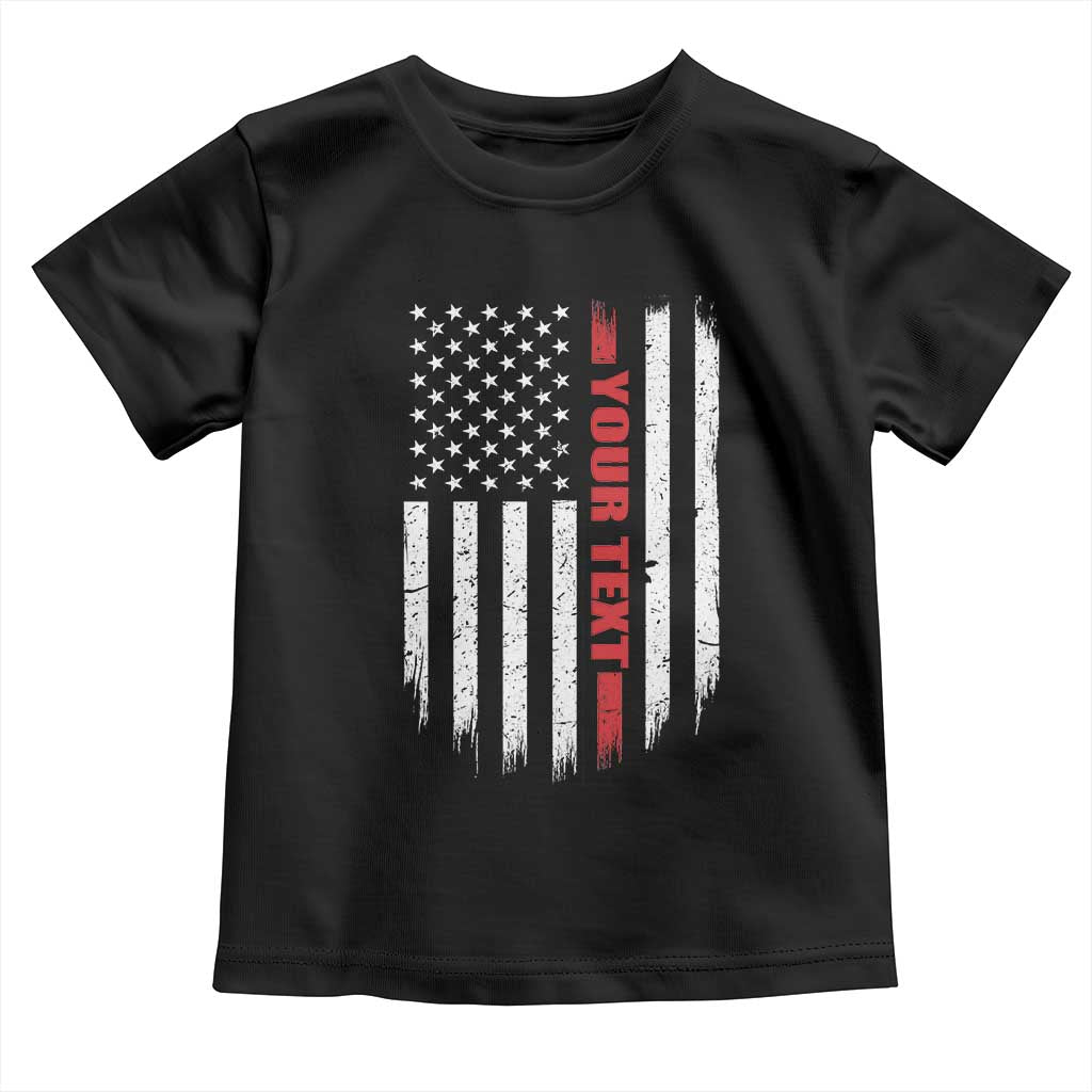 Personalized Firefighter Toddler T Shirt Custom Text Name Vintage American Flag Patriot Fireman Gift