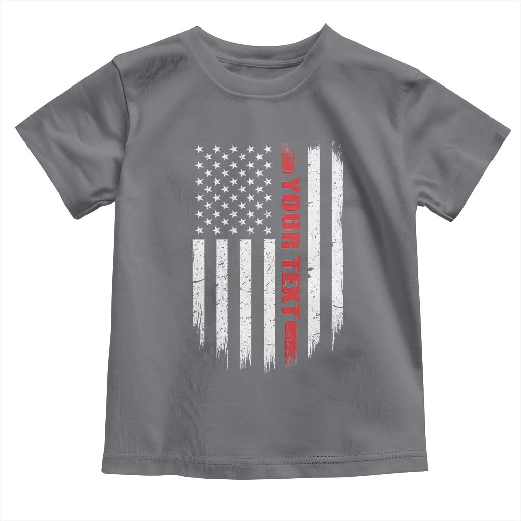 Personalized Firefighter Toddler T Shirt Custom Text Name Vintage American Flag Patriot Fireman Gift