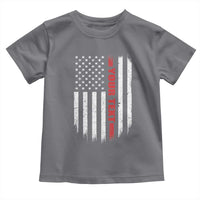 Personalized Firefighter Toddler T Shirt Custom Text Name Vintage American Flag Patriot Fireman Gift