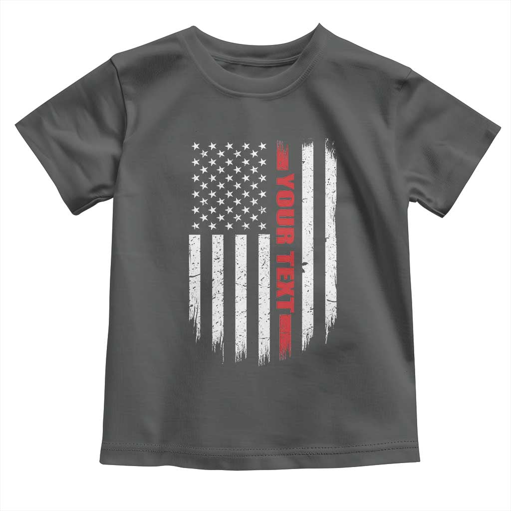 Personalized Firefighter Toddler T Shirt Custom Text Name Vintage American Flag Patriot Fireman Gift