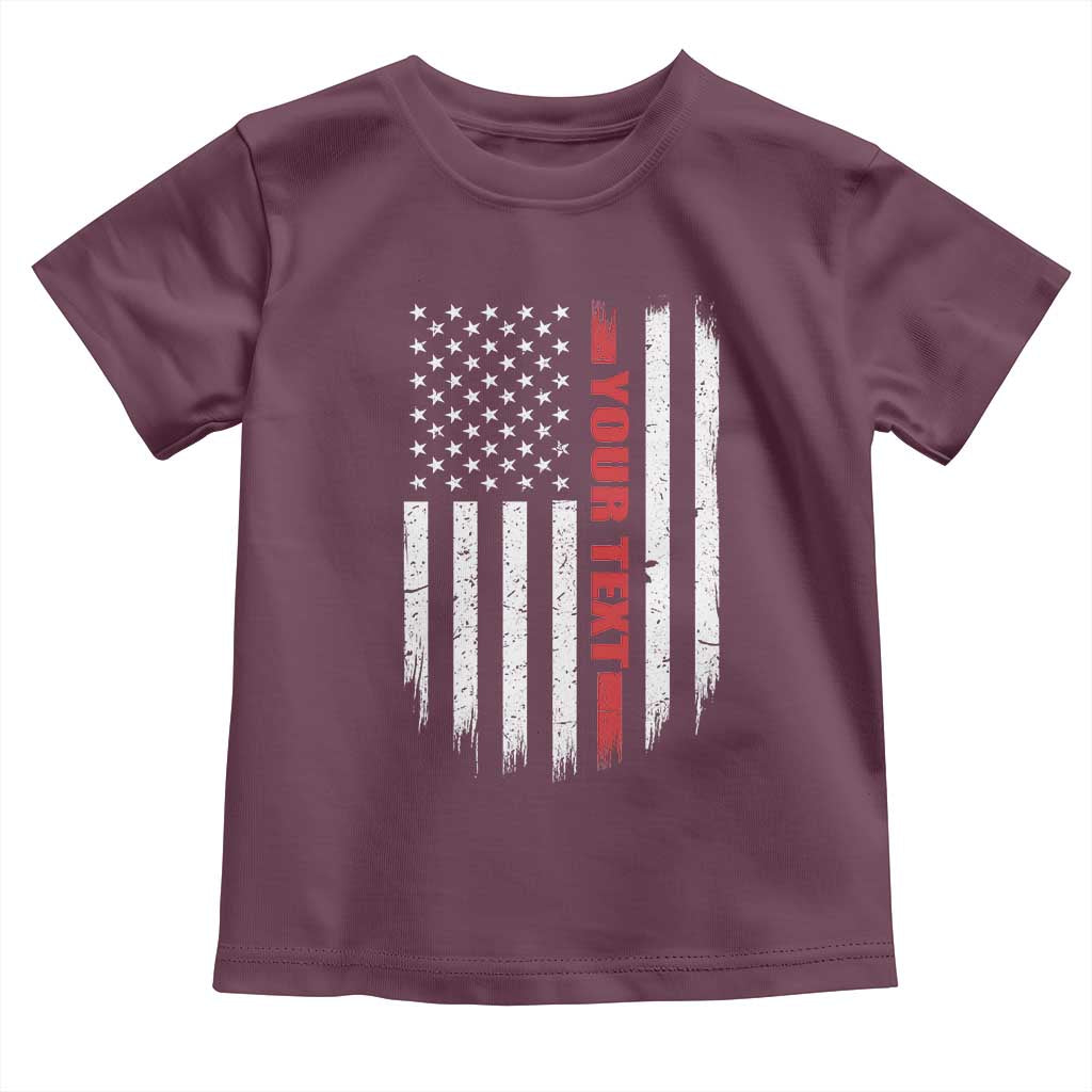Personalized Firefighter Toddler T Shirt Custom Text Name Vintage American Flag Patriot Fireman Gift