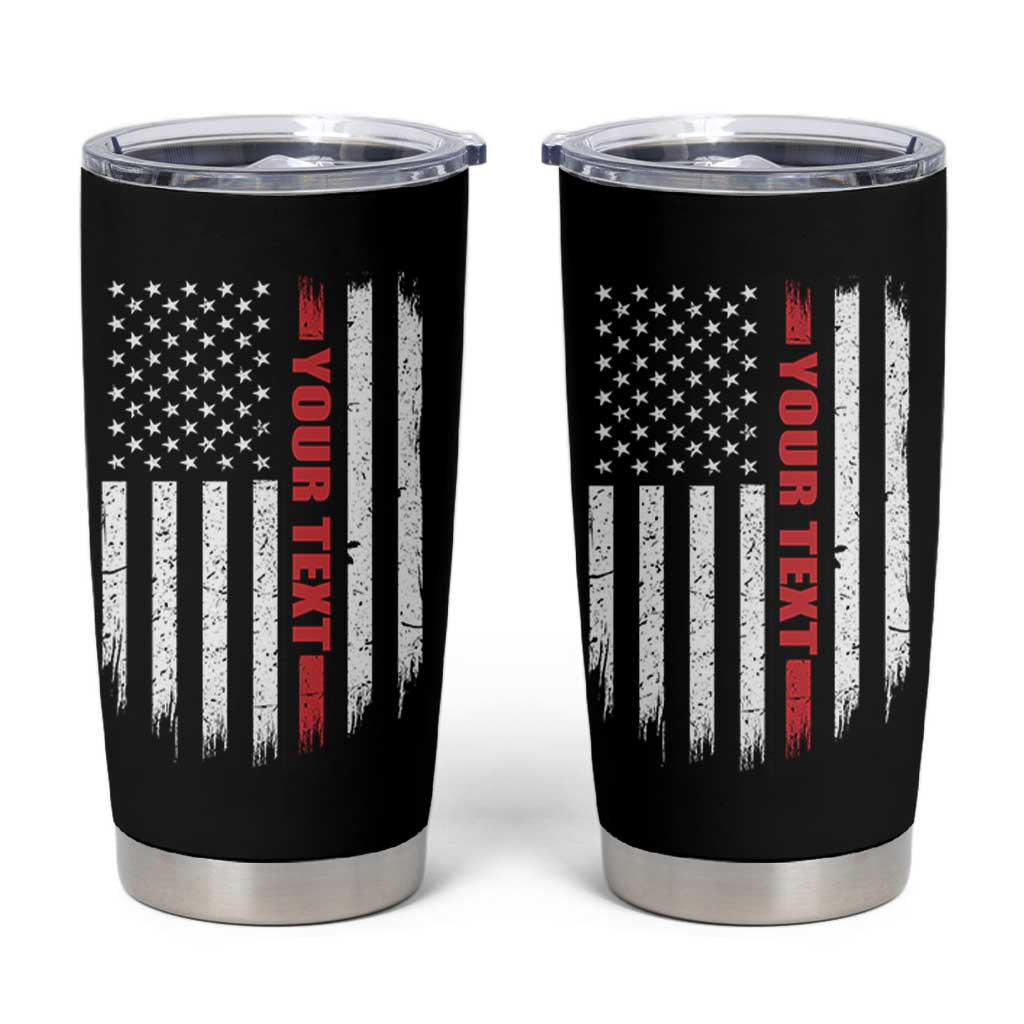 Personalized Firefighter Tumbler Cup Custom Text Name Vintage American Flag Patriot Fireman Gift