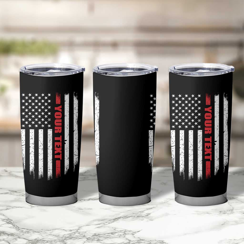 Personalized Firefighter Tumbler Cup Custom Text Name Vintage American Flag Patriot Fireman Gift