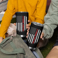Personalized Firefighter Tumbler Cup Custom Text Name Vintage American Flag Patriot Fireman Gift