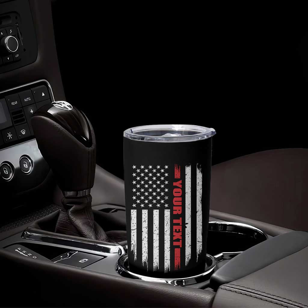 Personalized Firefighter Tumbler Cup Custom Text Name Vintage American Flag Patriot Fireman Gift