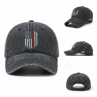 Personalized Firefighter Washed Cotton Baseball Cap Custom Text Name Vintage American Flag Patriot Fireman Gift