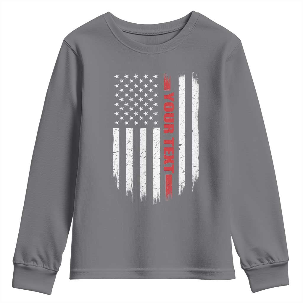 Personalized Firefighter Youth Sweatshirt Custom Text Name Vintage American Flag Patriot Fireman Gift